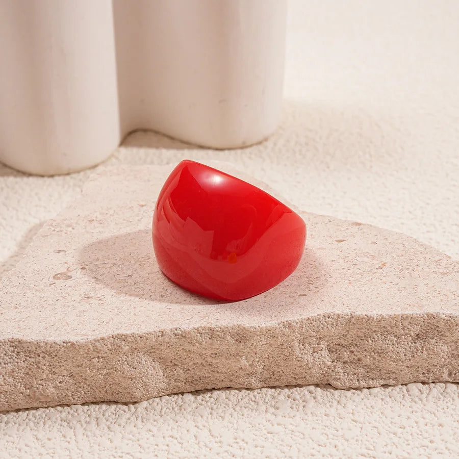 خاتم من الراتنج الأكريليكي بألوان الحلوى، بتصميم هندسي دائري بسيط وعصري، مناسب للأصابع، خواتم نسائية قابلة للتكديس، إكسسوارات مجوهرات يدوية.