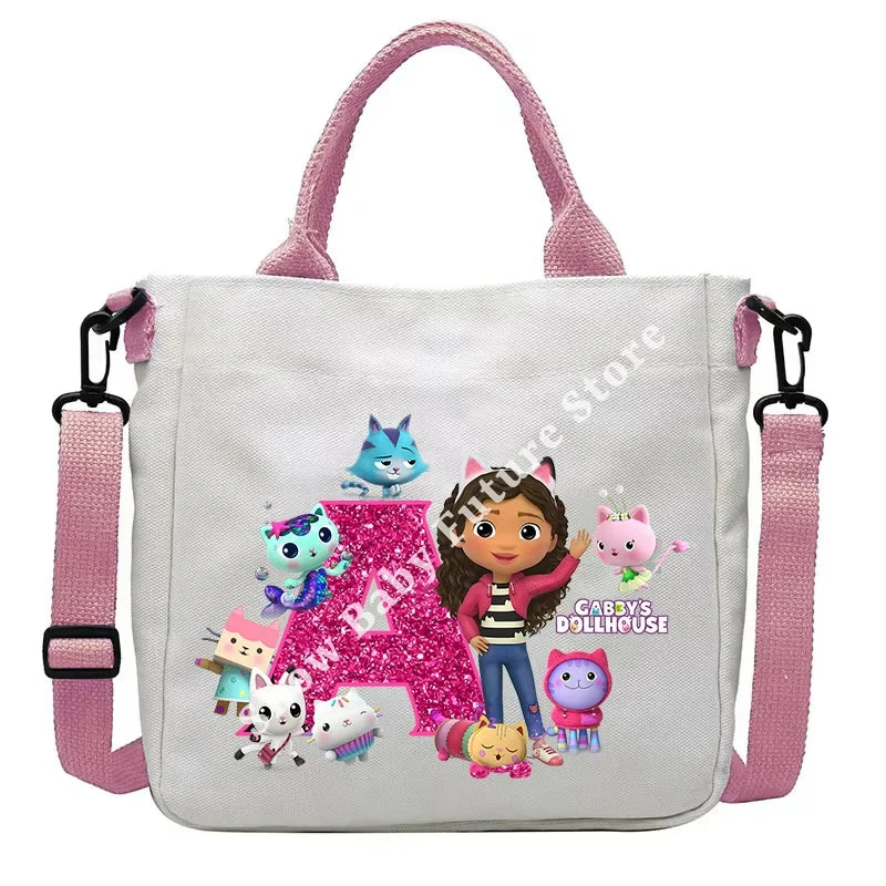 حقيبة كتف أنيقة بتصميم بيوت الدمى غابي للأولاد والبنات على شكل أنمي وحقيبة حمل أنيقة عليها حروف كرتونية وحقيبة يد من القماش وحقيبة كروس بودي وهدايا أعياد الميلاد