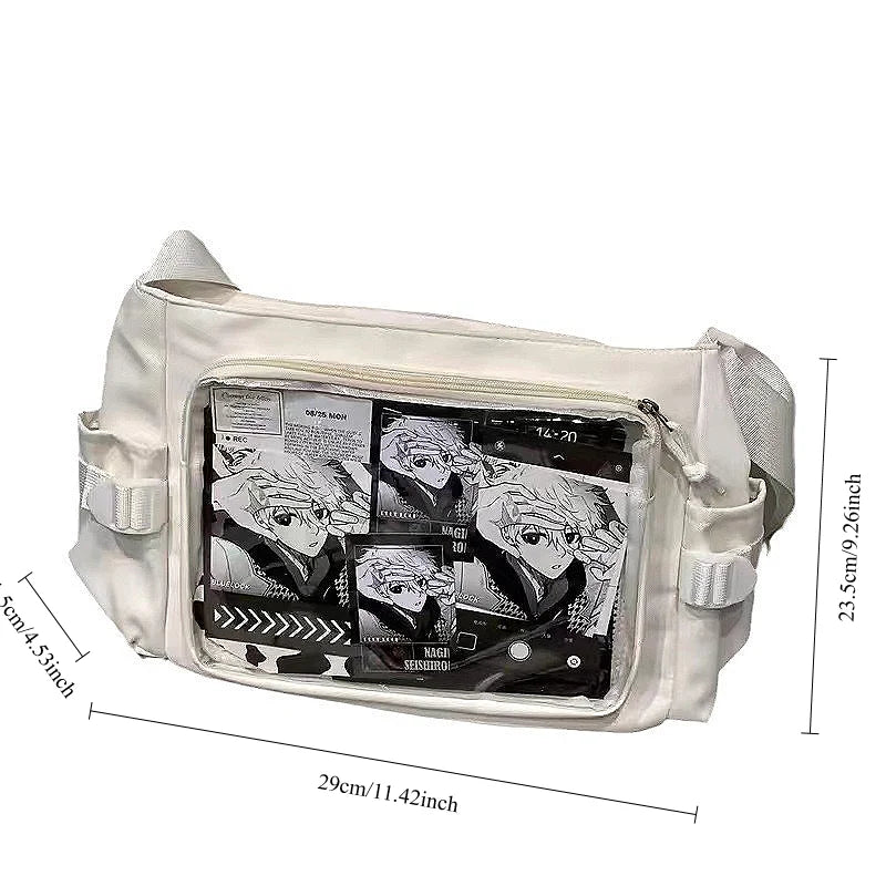 حقيبة كتف شفافة بتصميم ياباني جديد لعرض البطاقات البريدية، حقيبة كتف نسائية بتصميم DIY، حقيبة كتف بتصميم أنيمي إكسبو، حقيبة توت من Itabag