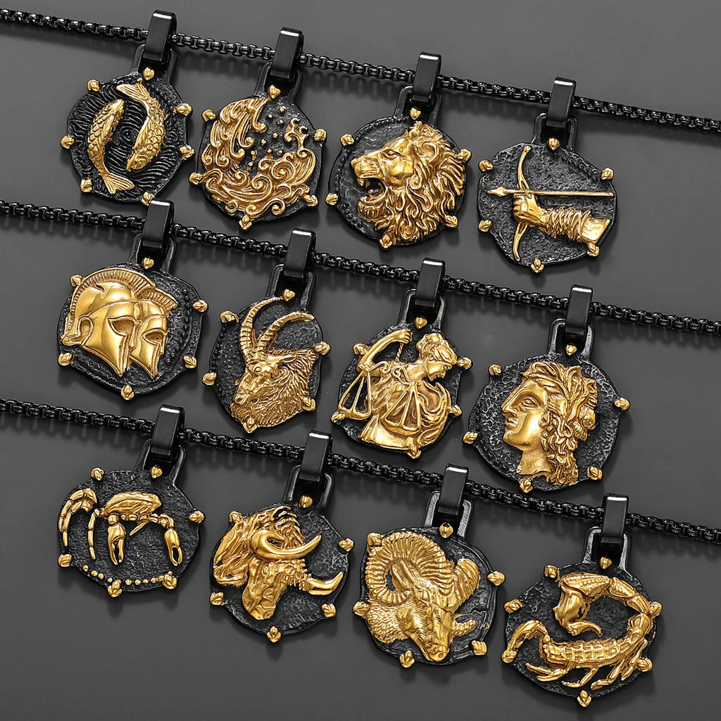 قلادات رجالية من الفولاذ المقاوم للصدأ على شكل اثني عشر كوكبة، سلسلة قلادة، هدايا للأزواج، مجوهرات عصرية للنساء، هدايا بالجملة، شحن مباشر