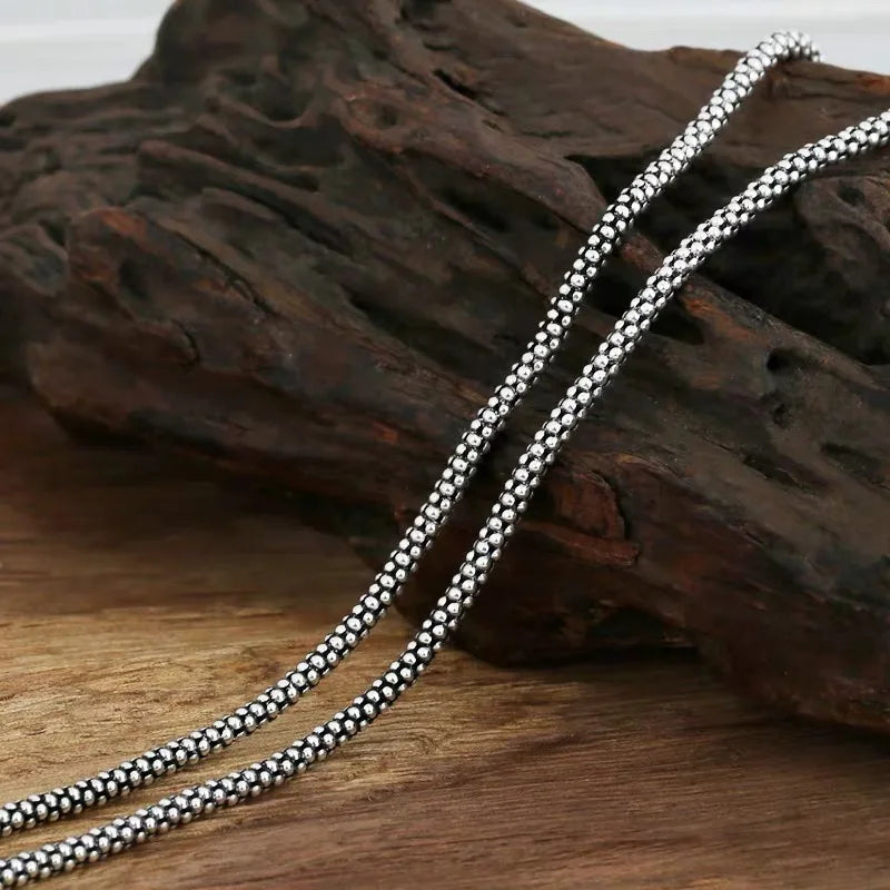 قلادة من الفضة الخالصة الحقيقية للرجال والنساء على شكل ذرة من الفضة التايلاندية للرجال من الفضة الإسترلينية S925 سلسلة طويلة من المجوهرات الفاخرة