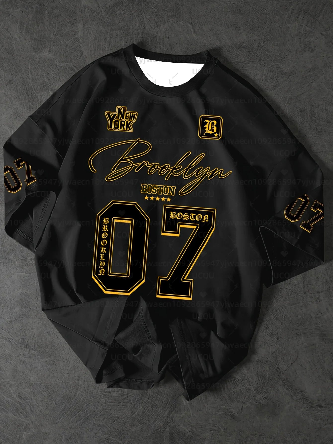 قميص رياضي رجالي مطبوع عليه شعار بروكلين 07 بأكمام قصيرة، تي شيرت صيفي برسومات جرافيكية، تي شيرت رياضي نسائي بمقاسات كبيرة