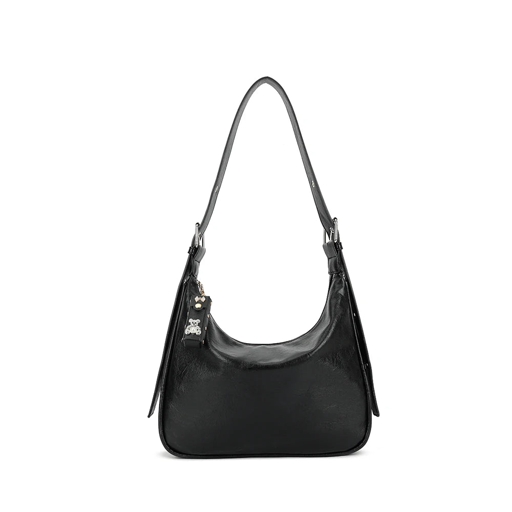 حقيبة كروسبودي كاجوال للبنات المراهقات مع قلادة، بتصميم كلاسيكي جديد، لون موحد، ناعمة للغاية.