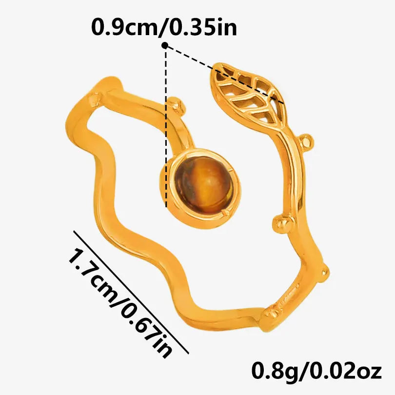 خاتم من حجر عين النمر الحقيقي على شكل قلب الشمس من الفولاذ المقاوم للصدأ، خواتم مفتوحة للنساء والرجال، إكسسوارات مجوهرات عتيقة مطلية بالذهب الحقيقي
