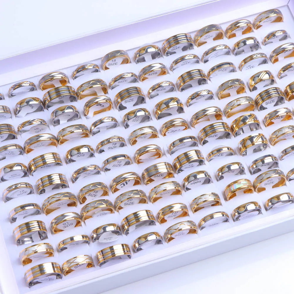 ١٠ قطع/عبوة، خاتم أنيق وبسيط من الفولاذ المقاوم للصدأ، مناسب للرجال والنساء، مجوهرات عصرية جميلة بنمط البانك، هدايا مثالية لحفلات أعياد الميلاد.