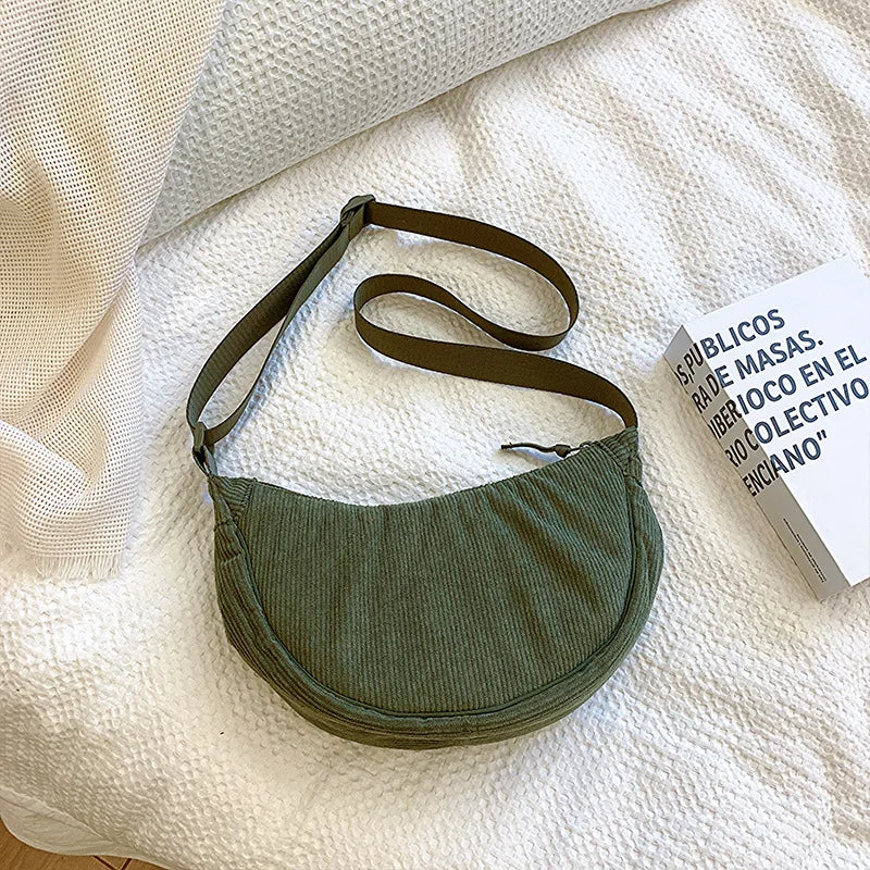 حقيبة كتف هوبوس نسائية من قماش مخملي سادة بلون سادة، حقائب كروس نسائية كاجوال، حقائب سفر يومية، حقيبة رسول