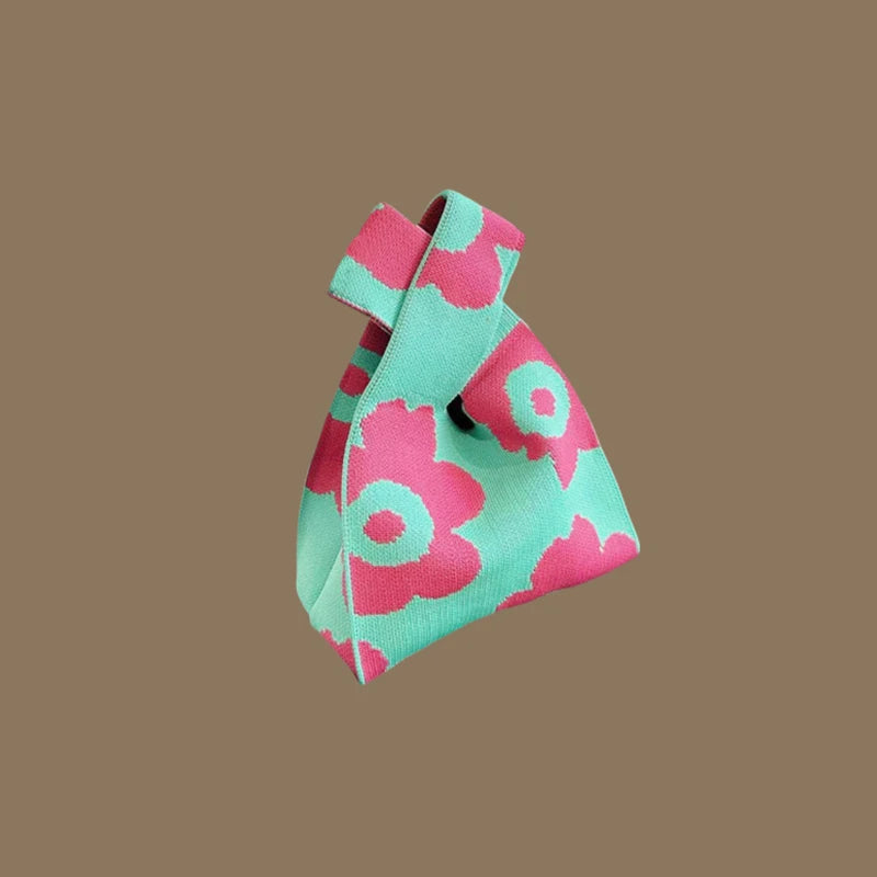 حقائب يد نسائية أنيقة مصنوعة يدويًا محبوكة، حقيبة معصم صغيرة بعقدة، حقيبة تسوق كورية كاجوال قابلة لإعادة الاستخدام