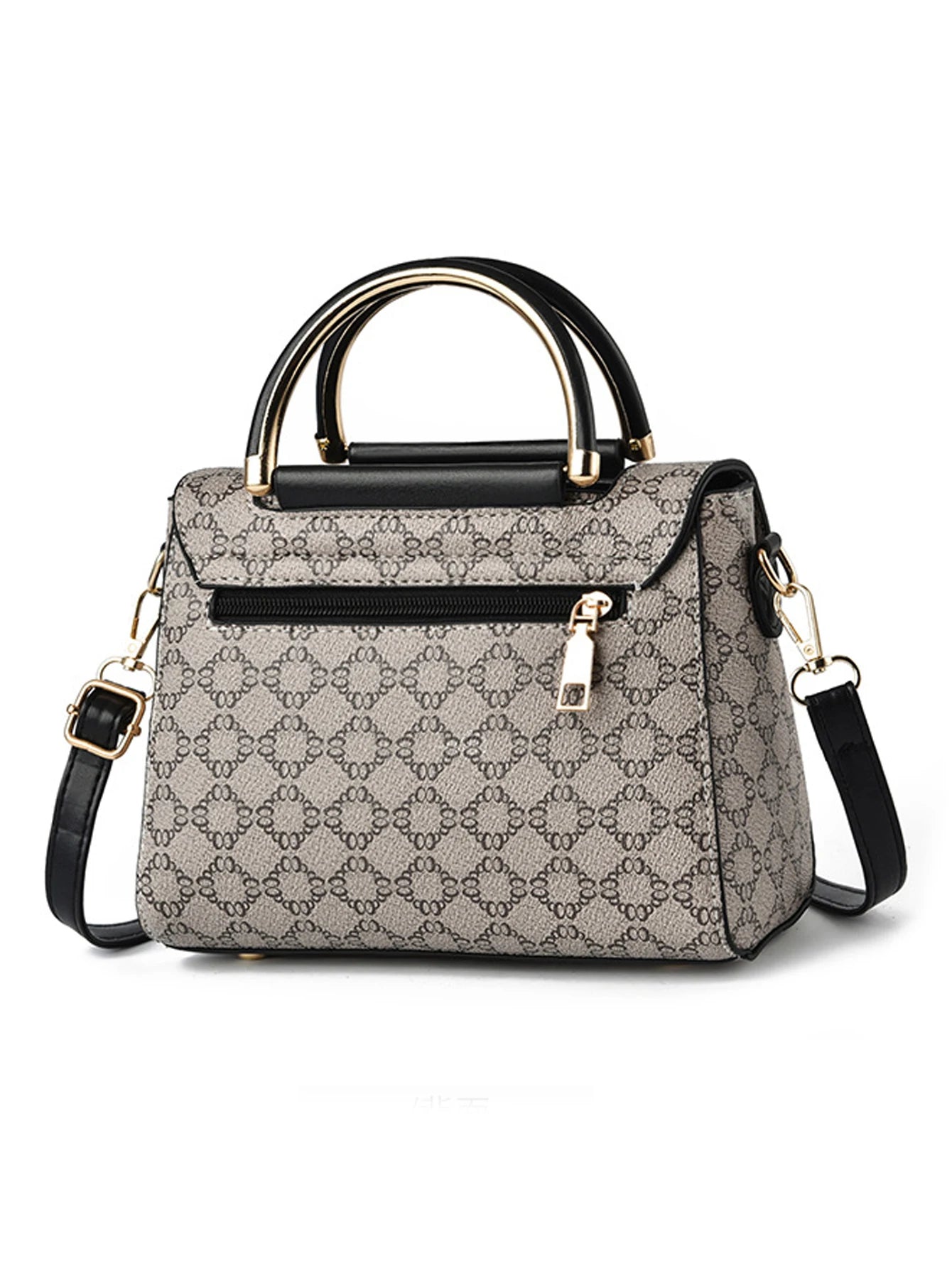 حقيبة يد مزخرفة مطبوعة هندسية عصرية، حقيبة كتف أنيقة ومتعددة الاستخدامات، حقيبة كروس كبيرة السعة