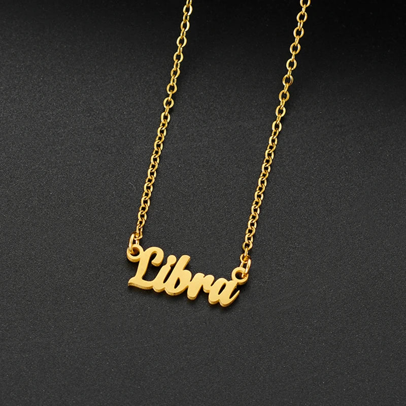 Stainless Steel 12 Zodiac Constellation Necklace for Women Aries Gemini Aquarius Pisces Leo Pendants Necklaces Astrology Jewelry
