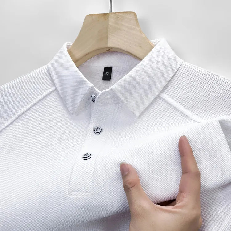 تي شيرت بولو رجالي صيفي 2025 بأكمام قصيرة مصنوع من القطن بنسبة 65%، مناسب للأعمال، بأكمام قصيرة، مقاسات M-4XL