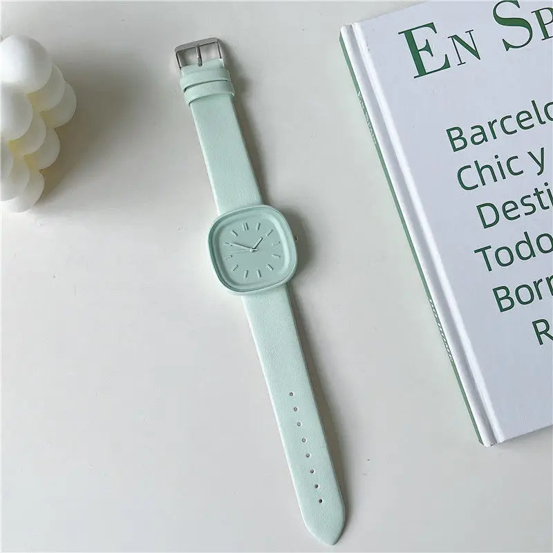 ساعة UTHAI H109 الجديدة، ساعة ماكارون كاندي، ساعة كوارتز نسائية عالية الجمال، ساعة شاي بالحليب، ساعة فنية إبداعية، ساعة يد