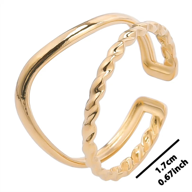 خواتم أنيقة مطلية بالذهب من الفولاذ المقاوم للصدأ، 6 قطع/مجموعة، بتصميمات زهور ونجوم وأوراق شجر وحب وثعبان، خواتم مجردة، مجوهرات نسائية بالجملة