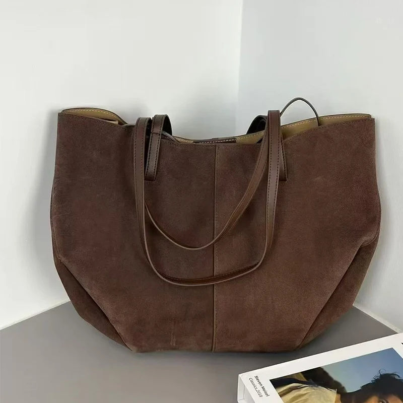 حقيبة أجنحة جديدة كبيرة الحجم بكتف واحد لعام 2025، حقيبة حمل يدوية من جلد الغزال غير اللامع، حقيبة أجنحة يدوية للتنقل