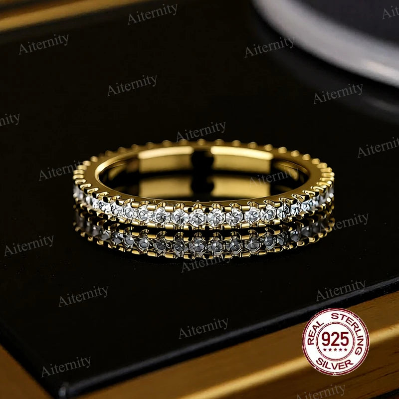 خاتم فضة أصلي 100% S925 للرجال والنساء فاخر لامع D VVS1 مويسانيتي اجتياز قلم اختبار الماس وخواتم الزركون للجنسين