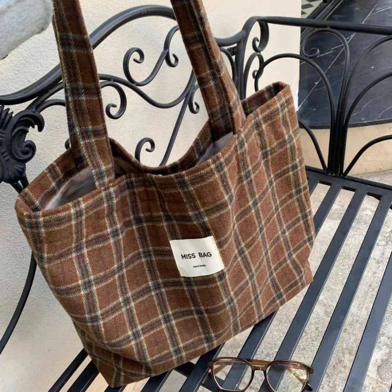 حقيبة توت مربعة للخريف والشتاء، حقيبة كتف واحدة مريحة، حقيبة يد كبيرة السعة، للتنقل اليومي