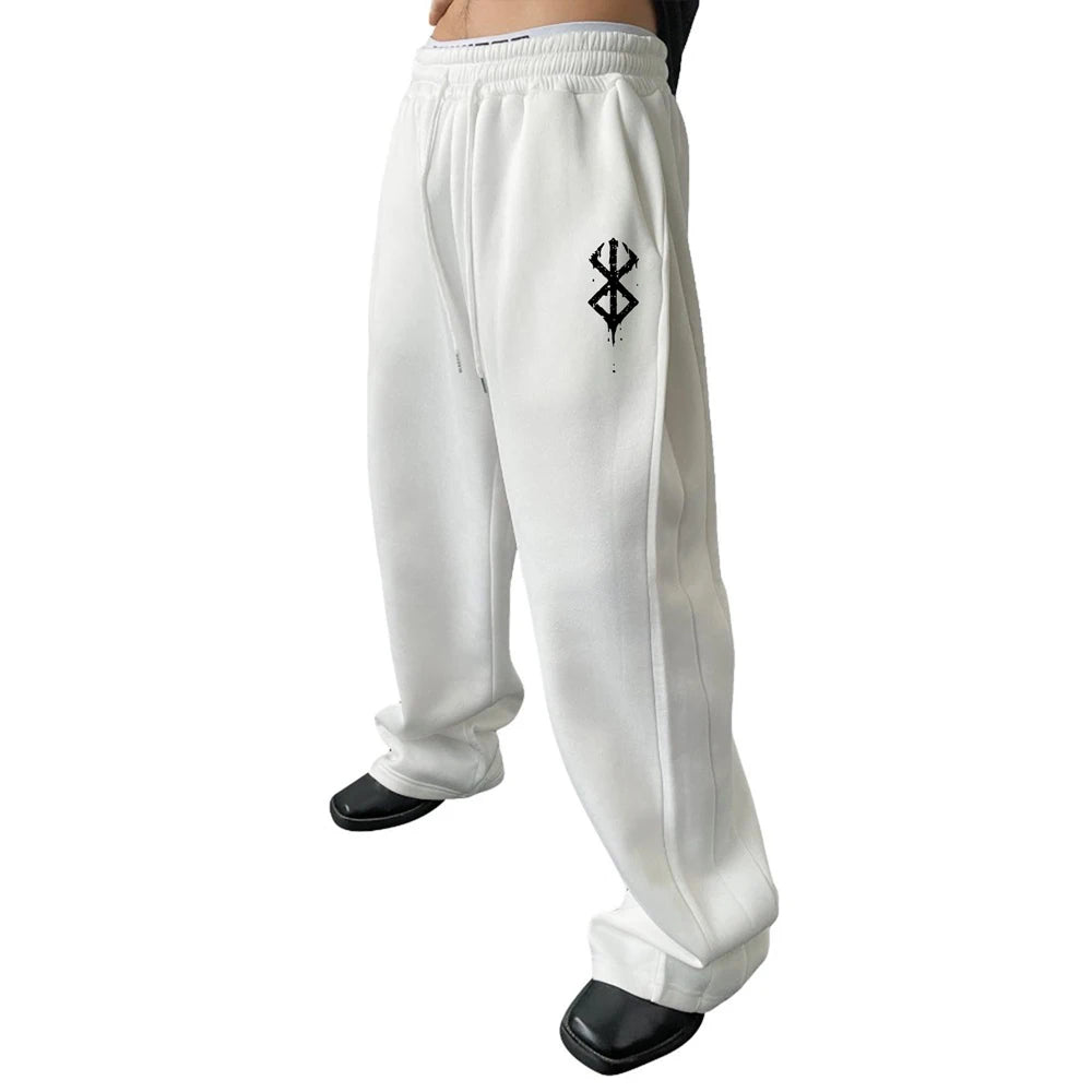 Latest Model Men's Pants Simple Print Casual Sweatpants Elastic Waist Drawstring Pants Suitable Corduroy Men Pants Vintage