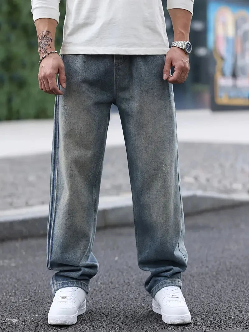 2025 New Spring Summer Streetwear Baggy Wide Leg Jeans Korean Fashion Drapes Straight Casual Loose Denim Cargo Pants