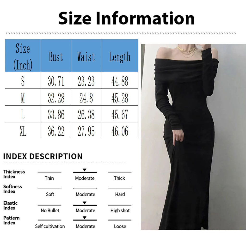 One Shoulder Style Long Sleeve Dress For Women In Spring And Summer Ladies’ Fashion Solid Color Sexy Basic Slim Fit Long Skirt