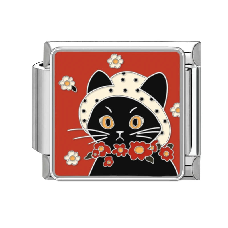 قطعة واحدة من دلايات القط المحظوظ الكرتوني تيدي شيبا إينو الإيطالية تناسب سوار 9 مم من الفولاذ المقاوم للصدأ صناعة المجوهرات بنفسك بالجملة