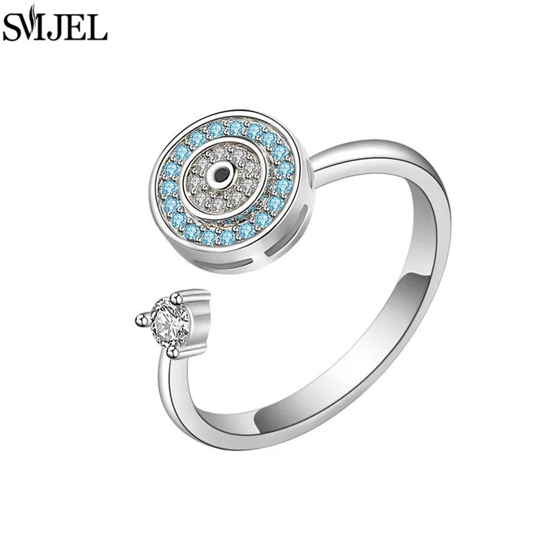 خواتم فاخرة دوارة على شكل حيوانات لتخفيف التوتر للنساء، خواتم دوارة لطيفة على شكل زهرة وقلب ويعسوب، خاتم مضاد للتوتر، مجوهرات زفاف