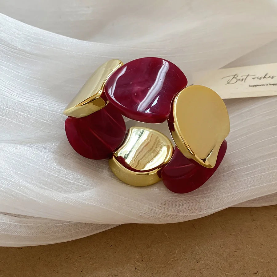 أساور من الراتنج بحبل مطاطي دائري متعدد الأنماط للنساء أساور أكريليك عتيقة ملطخة مجوهرات حفلات شخصية K1