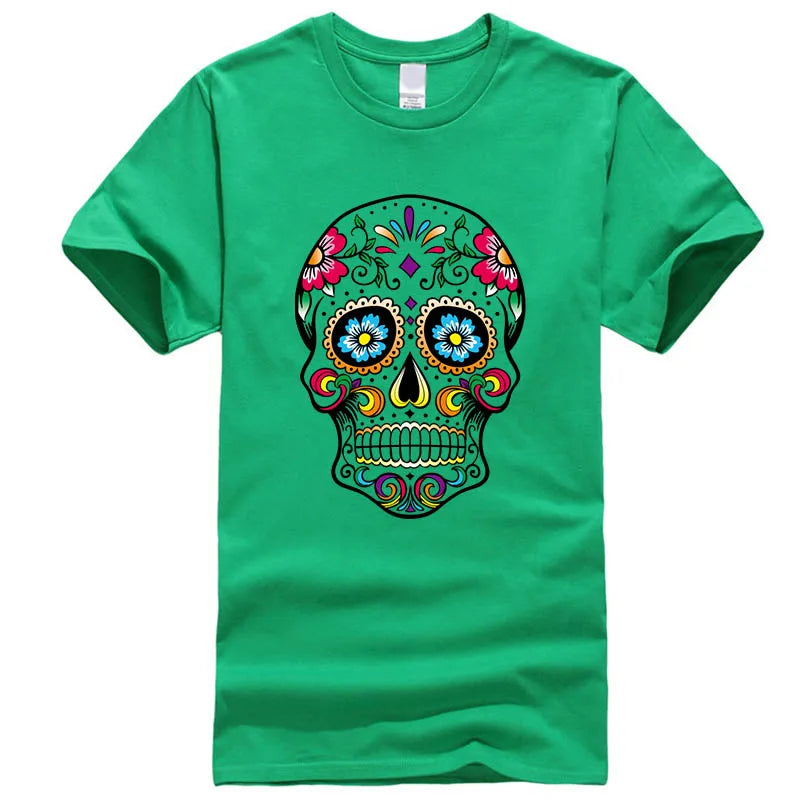 Men's T-shirt High Quality 100% Cotton Street Style Loose Cool Skull Printed Summer Men t shirt Casual Short Sleeve For Men