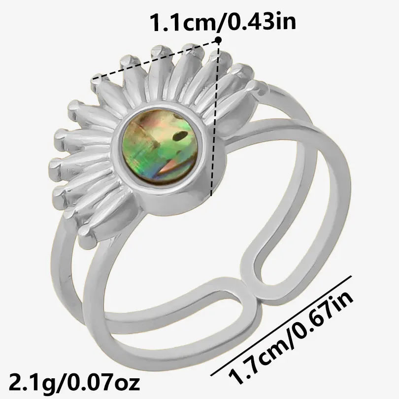 خاتم واحد عصري من الفولاذ المقاوم للصدأ، بتصميم هندسي مستوحى من البحر الطبيعي، مفتوح وسميك، بنمط صدفة بحرية، قطعة واحدة، مجوهرات نسائية عتيقة غير منتظمة