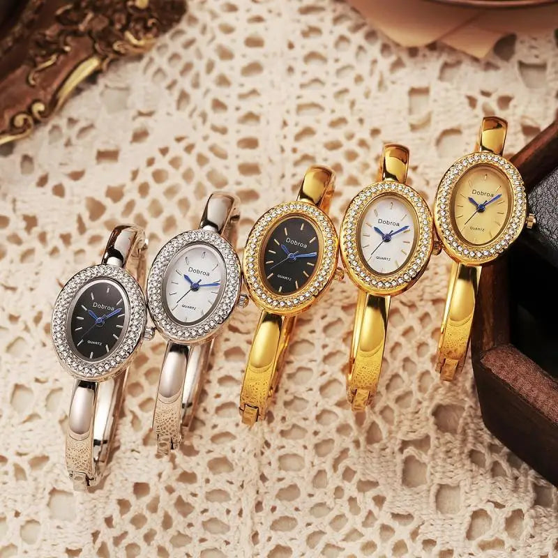 خاتم ألماس جديد من الذهب الوردي للسيدات، تصميم فاخر وأنيق، سوار بيضاوي الشكل مزين بأرقام رومانية