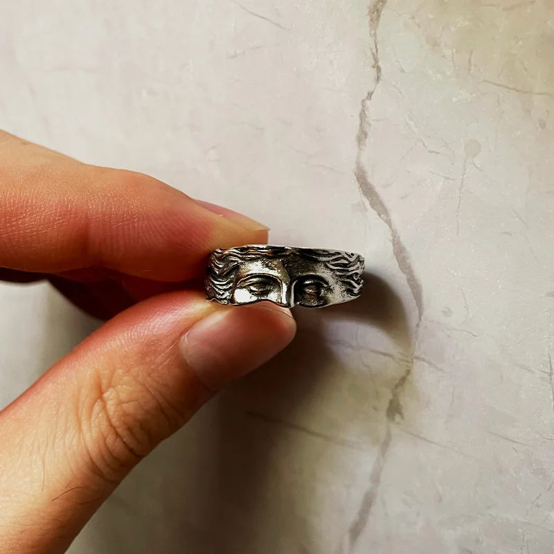 خاتم فينوس نصف الوجه بتصميم ريترو للرجال والنساء، مستوحى من الأساطير اليونانية، بتصميم بانك قوطي عتيق، خاتم مفتوح، إكسسوارات للجنسين، مجوهرات مصممة