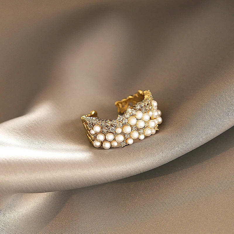 خواتم جديدة مرصعة بالزركون واللؤلؤ، إصدار 2025، مجوهرات عصرية للفتيات الصغيرات، إكسسوارات فاخرة لحفلات الزفاف، خواتم نسائية