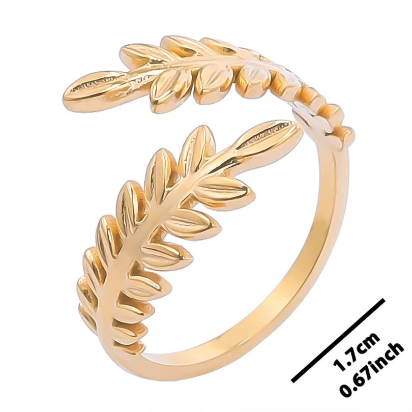 خواتم أنيقة مطلية بالذهب من الفولاذ المقاوم للصدأ، 6 قطع/مجموعة، بتصميمات زهور ونجوم وأوراق شجر وحب وثعبان، خواتم مجردة، مجوهرات نسائية بالجملة