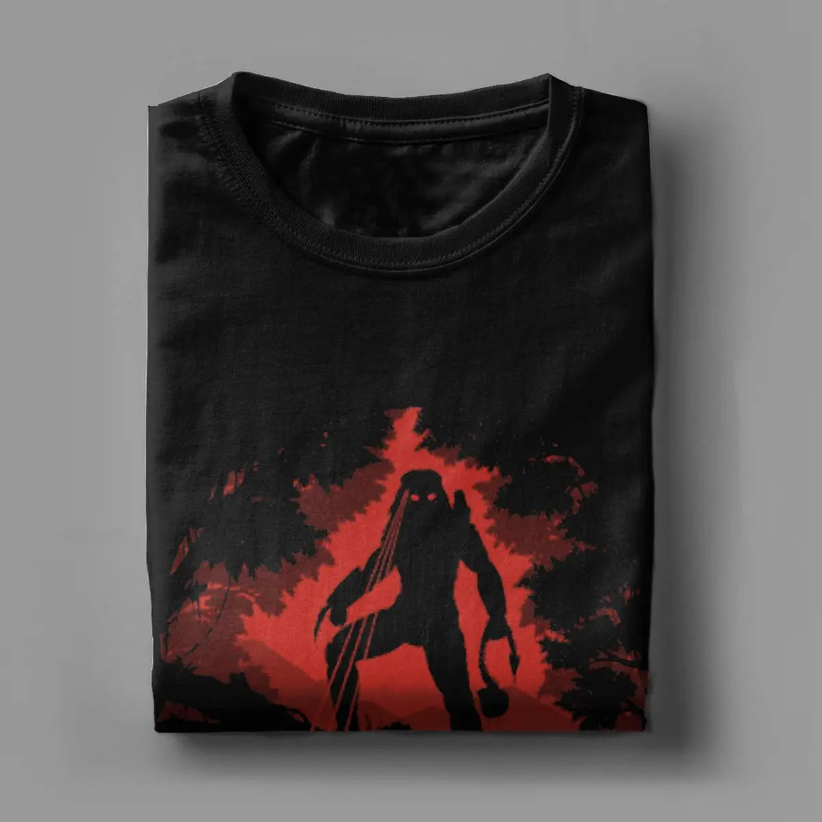 تي شيرت رجالي مطبوع عليه صورة صياد الغابة Alien vs Predator، ياقة مستديرة، أكمام قصيرة، قطن خالص، تخفيضات كبيرة