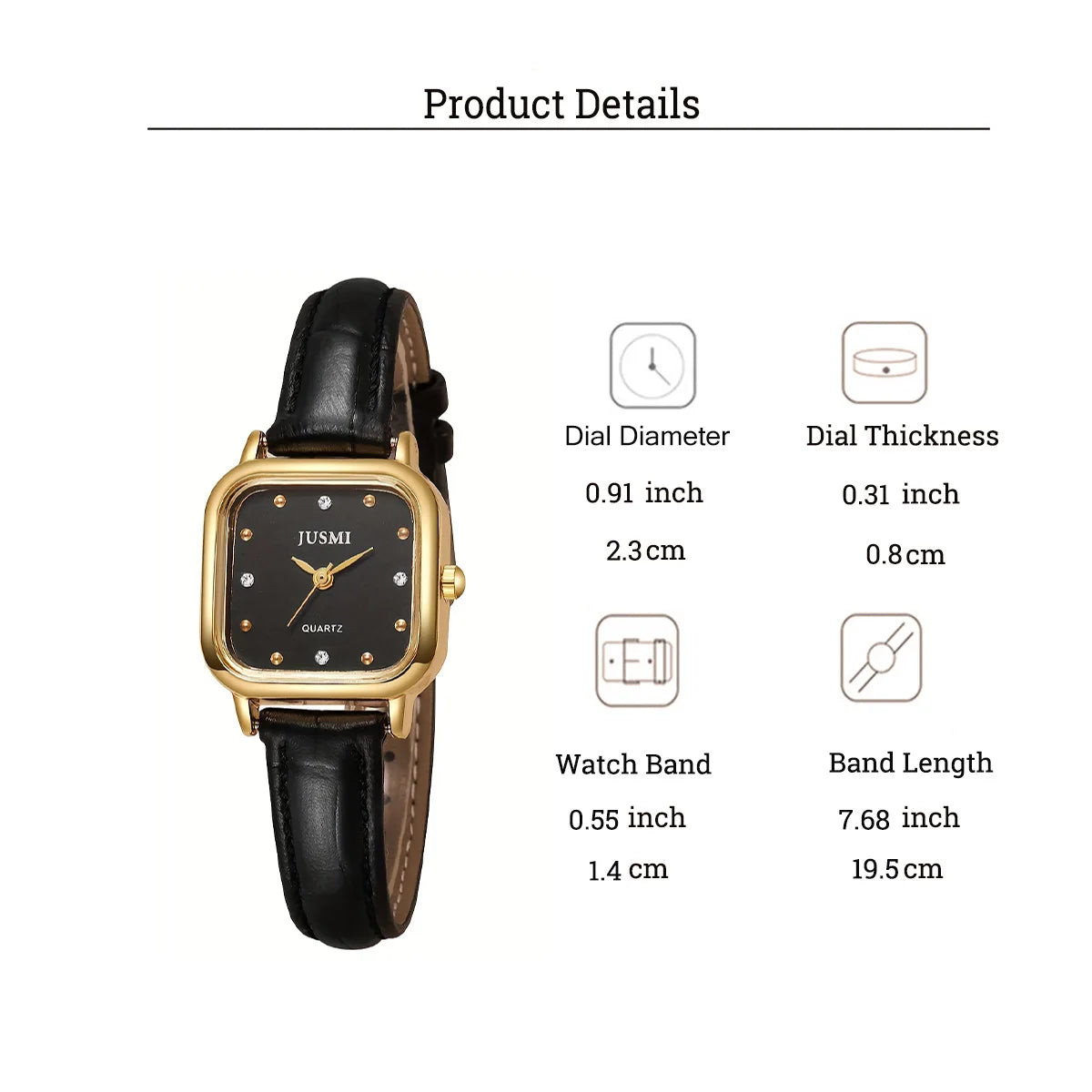 ساعة نسائية أنيقة وبسيطة، ساعة يد مستطيلة بتصميم كوري أنيق، ساعة كوارتز نسائية