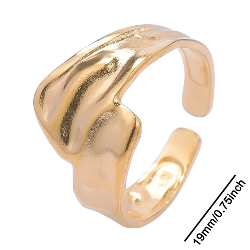 خواتم أنيقة مطلية بالذهب من الفولاذ المقاوم للصدأ، 6 قطع/مجموعة، بتصميمات زهور ونجوم وأوراق شجر وحب وثعبان، خواتم مجردة، مجوهرات نسائية بالجملة