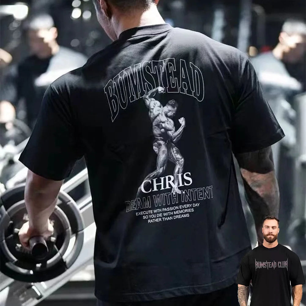 تيشيرت جديد لكمال الأجسام للرجال، تيشيرت قطني تحفيزي للتمارين الرياضية، تيشيرت رياضي لبناء العضلات، ملابس رياضية فضفاضة مريحة.