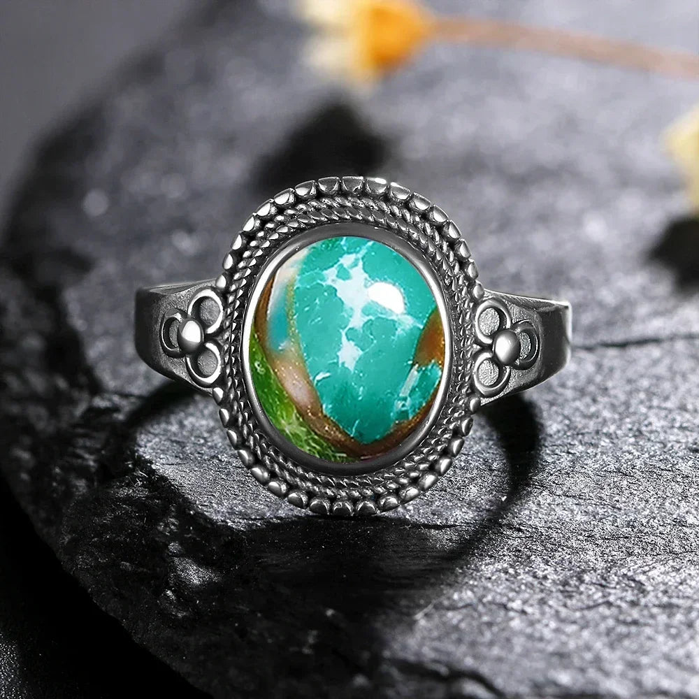 خواتم عتيقة من الفضة الإسترلينية عيار 925، خواتم بيضاوية الشكل مقاس 8×10 مم، مصنوعة من حجر العقيق الأسود الطبيعي، مجوهرات فاخرة للرجال والنساء، خواتم من حجر الرودوكروزيت