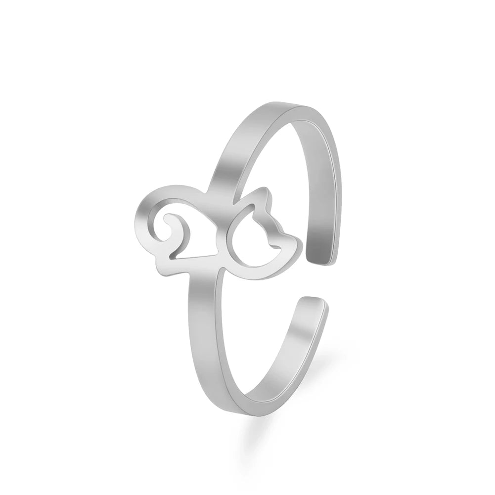 خاتم تيمر من الفولاذ المقاوم للصدأ، خواتم نسائية وفتيات وأزواج، بتصميمات على شكل قلب، مخلب قطة، زهرة، ثعبان، نجمة، موسيقى، خاتم قابل للتعديل، هدية مجوهرات