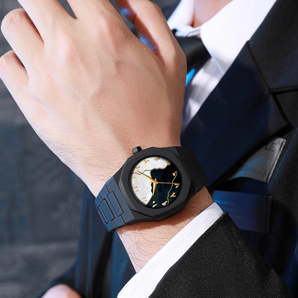 2025 New Men Watch Hot Selling Silicone Strap Black Sports Style 40mm Quartz Movement Fashion Arabic Digital Wrist Watch for Men