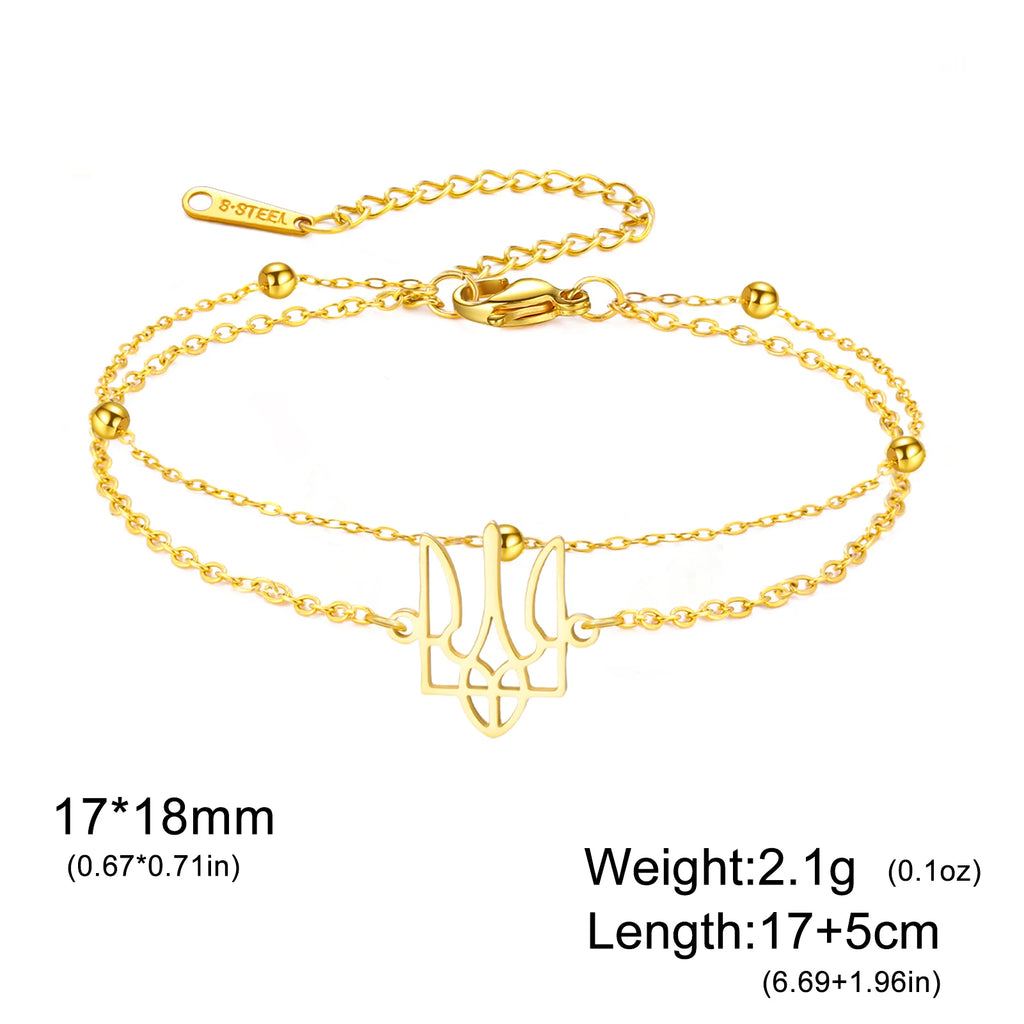 أساور كازادور، رمز أوكرانيا الوطني، للنساء والرجال، مصنوعة من الفولاذ المقاوم للصدأ، مزينة بخرز وسلسلة، تُعدّ هدية مثالية من المجوهرات الأوكرانية.