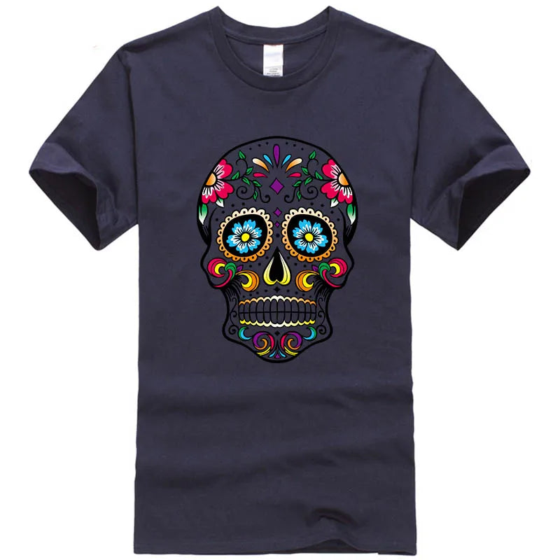 Men's T-shirt High Quality 100% Cotton Street Style Loose Cool Skull Printed Summer Men t shirt Casual Short Sleeve For Men