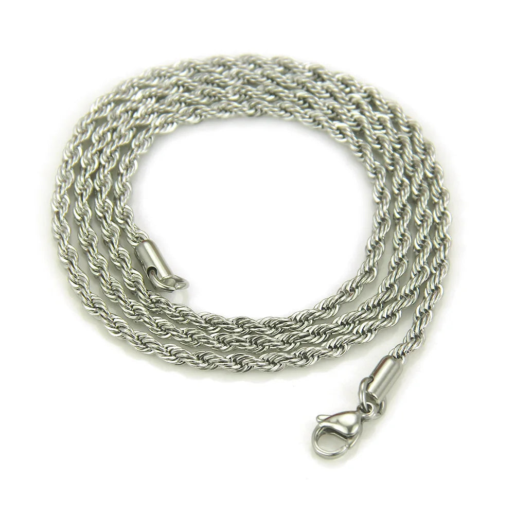 HNSP Stainless Steel Twist Rope Chain Necklace For Women Men Neck Jewelry Pendant Accessories
