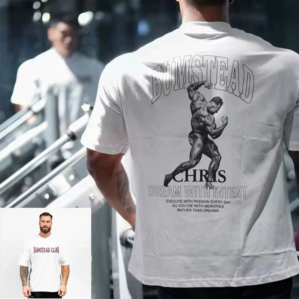 تيشيرت جديد لكمال الأجسام للرجال، تيشيرت قطني تحفيزي للتمارين الرياضية، تيشيرت رياضي لبناء العضلات، ملابس رياضية فضفاضة مريحة.