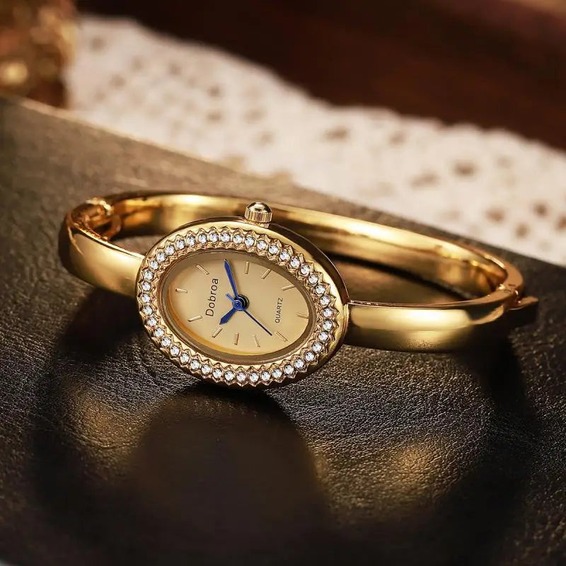 خاتم ألماس جديد من الذهب الوردي للسيدات، تصميم فاخر وأنيق، سوار بيضاوي الشكل مزين بأرقام رومانية