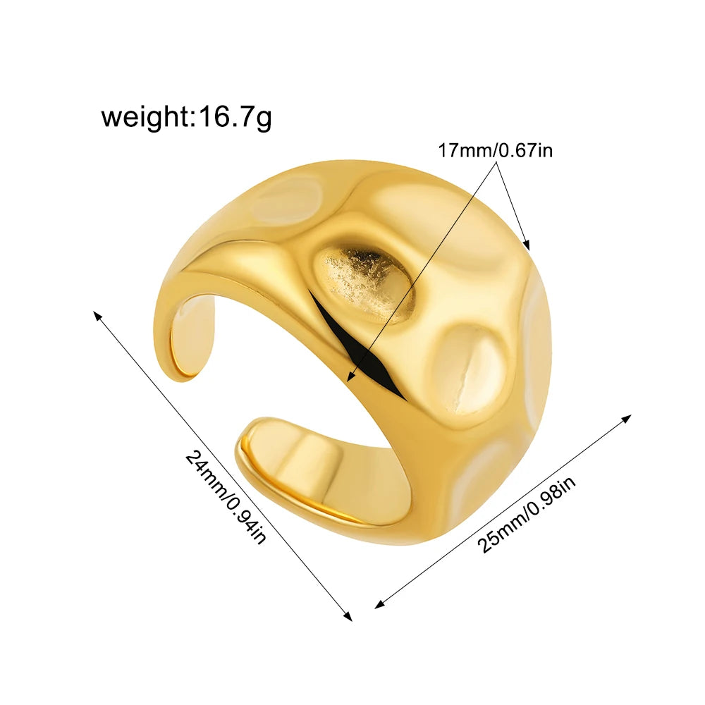خواتم عتيقة من الفولاذ المقاوم للصدأ للنساء، بتصميم بانك، سميكة، غير منتظمة، ناعمة، قابلة للتعديل، مفتوحة، مجوهرات، هدايا زفاف