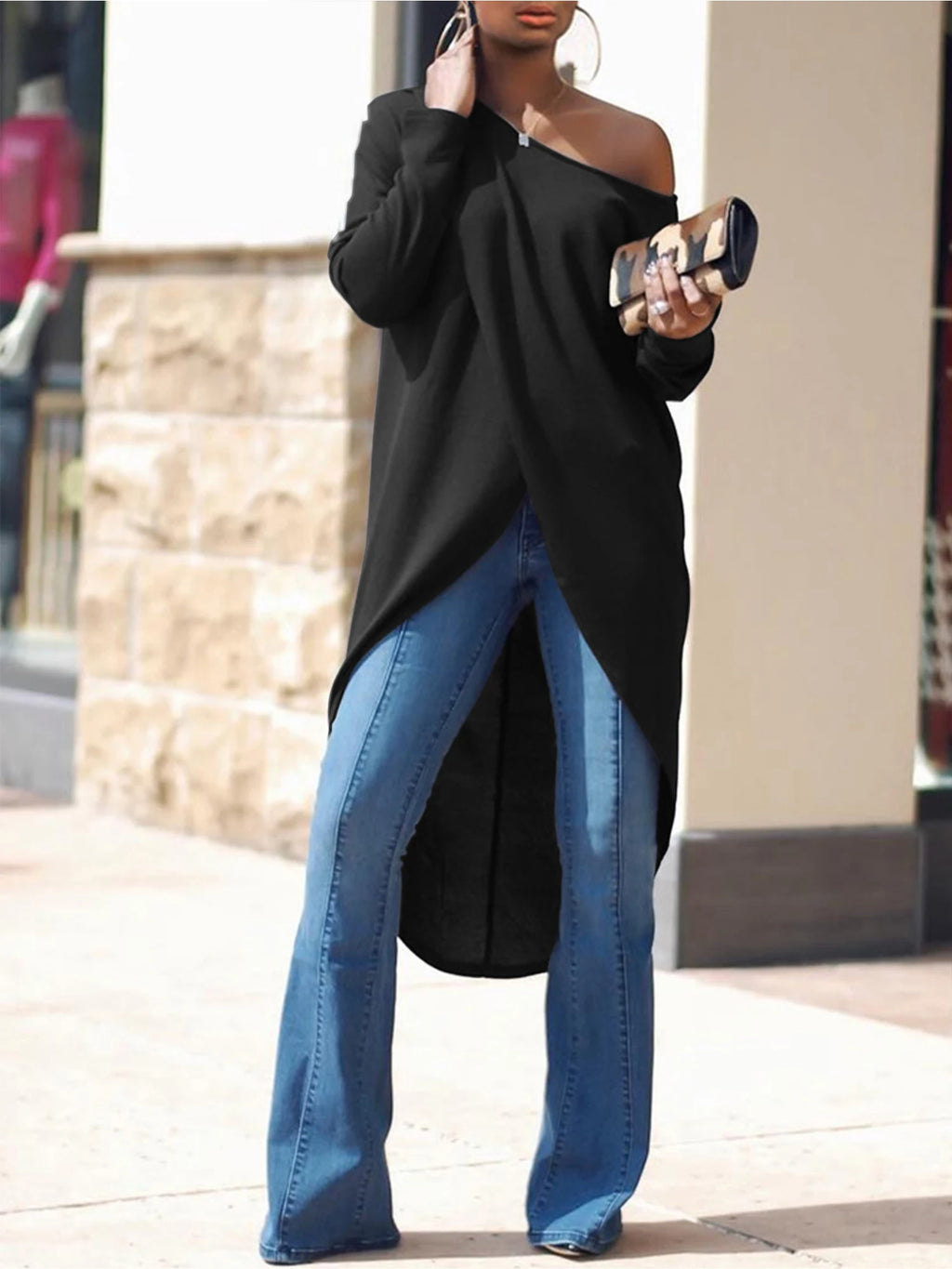 فستان نسائي غير منتظم مائل رقبة دائرية أمامية قصيرة ظهر فستان طويل من الأعلى أكتاف مائلة فستان مائل بياقة واحدة وفتحة