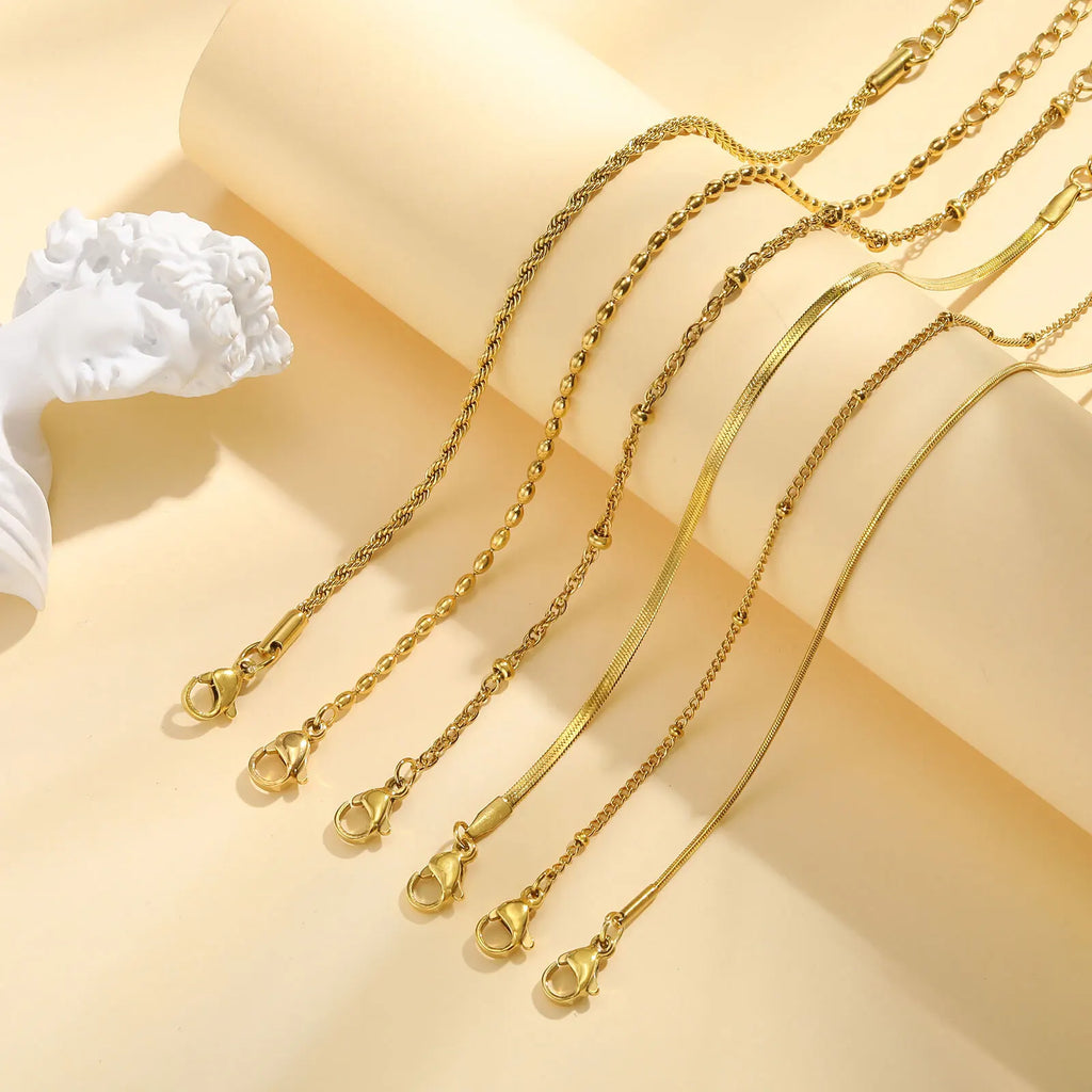 سوار نسائي رفيع من الفولاذ المقاوم للصدأ مطلي بالذهب عيار 18 قيراطًا، سلسلة معصم مقاومة للماء