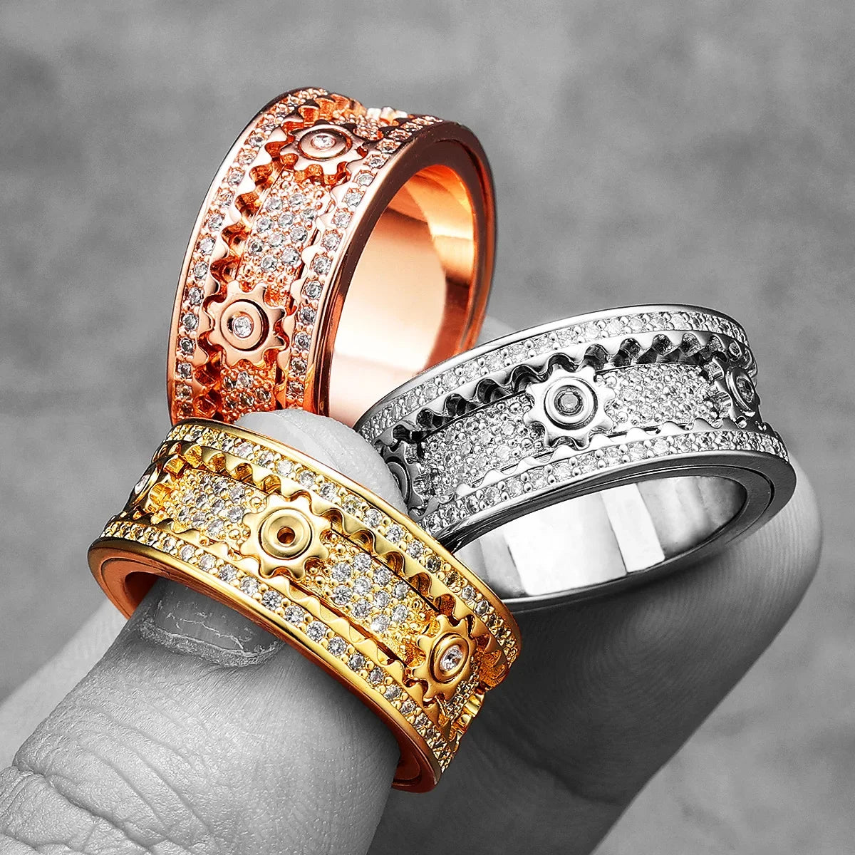 لعبة فيدجيت سبينر، تروس مرصعة بالأحجار الكريمة، خواتم رجالية، ستانلس ستيل، مجوهرات نسائية، بانك، جديد في عالم موسيقى الروك والهيب هوب، إكسسوارات أزياء، هدايا، بيع بالجملة