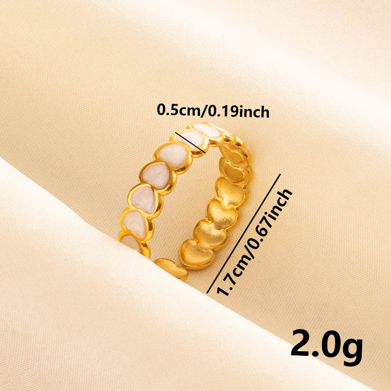 خاتم أبيض مطلي بالذهب الحقيقي بتصميم نجمة وقلب وعين، مفتوح وقابل للتعديل، مصنوع من الفولاذ المقاوم للصدأ بتصميم عتيق، مناسب للنساء والرجال، مجوهرات عيد ميلاد