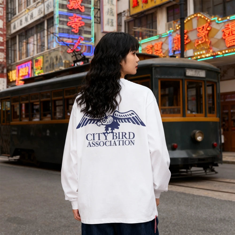 تي شيرت رجالي KUCLUT 300GSM 1:1 مطبوع عليه رسومات كرتونية عالية الجودة فضفاض بأكمام طويلة ومقاس كبير مصنوع من القطن بنسبة 100%