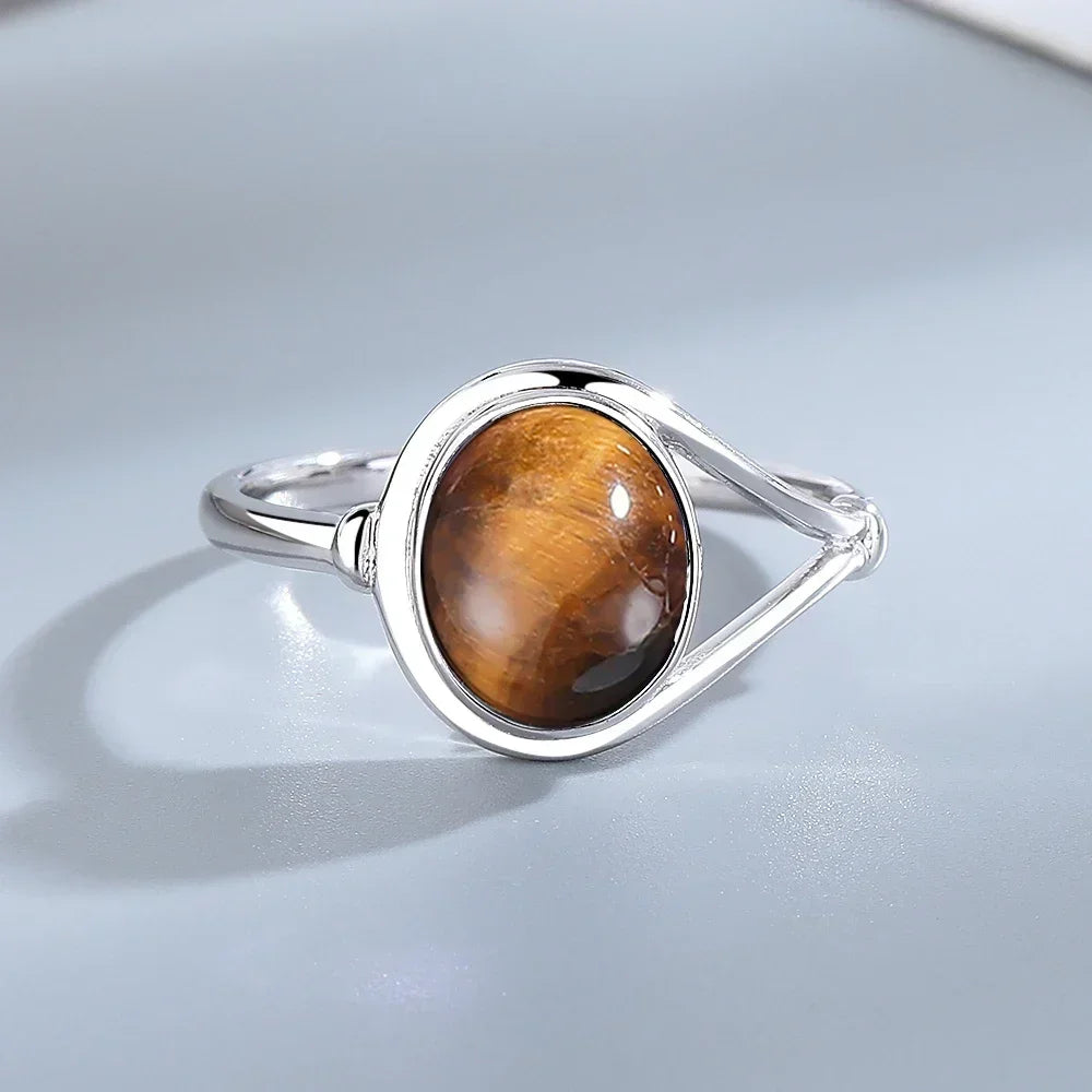 925 Sterling Silver Ring Natural 10*14mm Moonstone Rings Oval Large Gemstone Vintage Fine Jewelry for Women Men